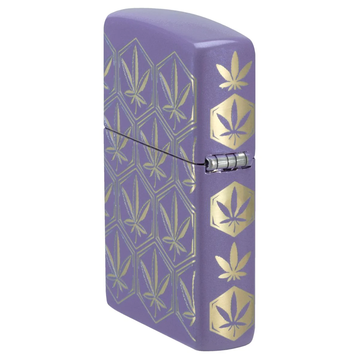Zippo Lighter: Honeycomb Weed Leaves, 360 Laser - Smokey Lavender 46855 - Image 4