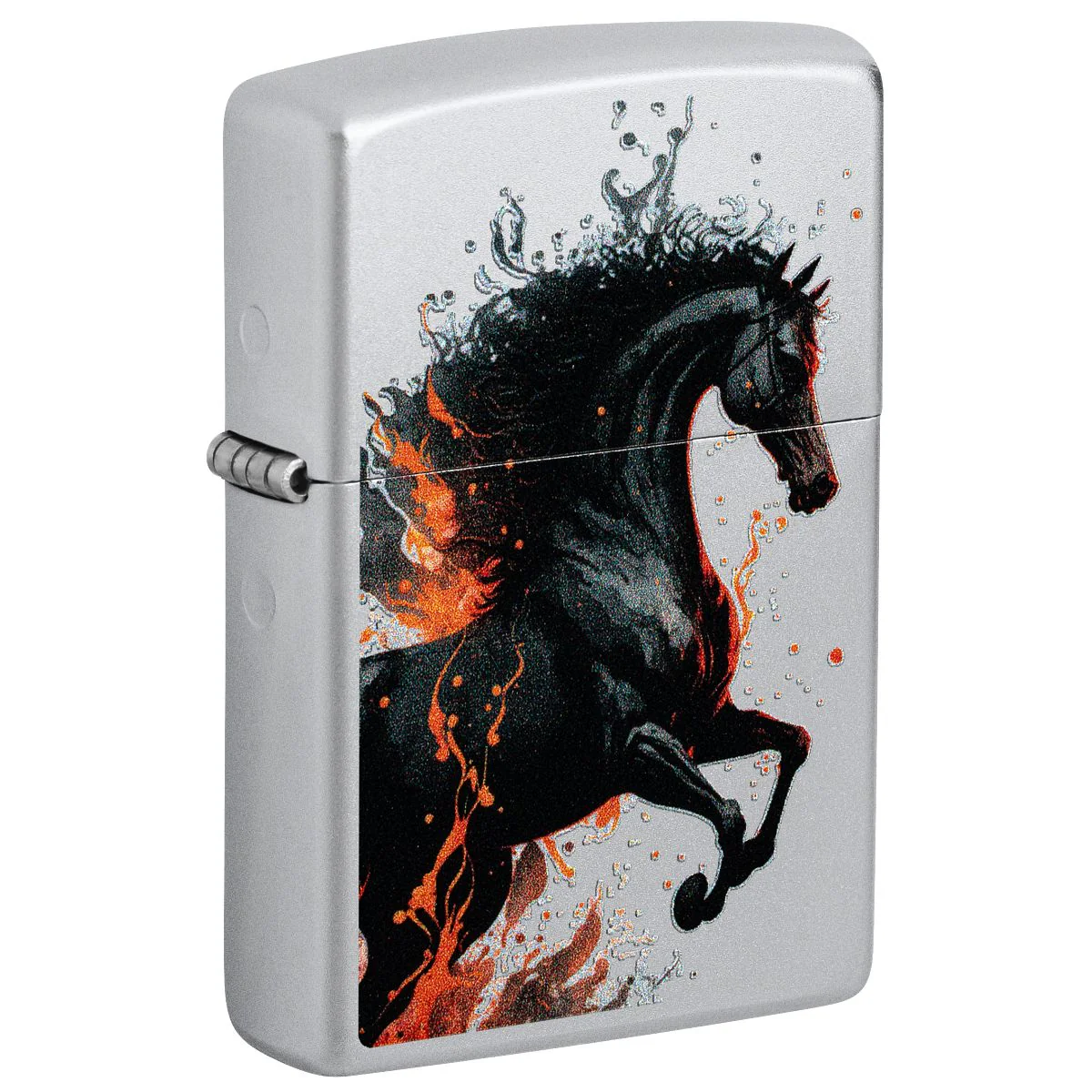 Zippo Lighter: Horse with Fire - Satin Chrome 46617