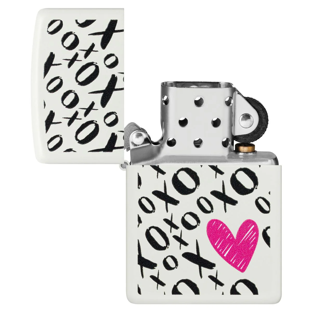 Zippo Lighter: Hugs and Kisses Design - White Matte 46471 - Image 4