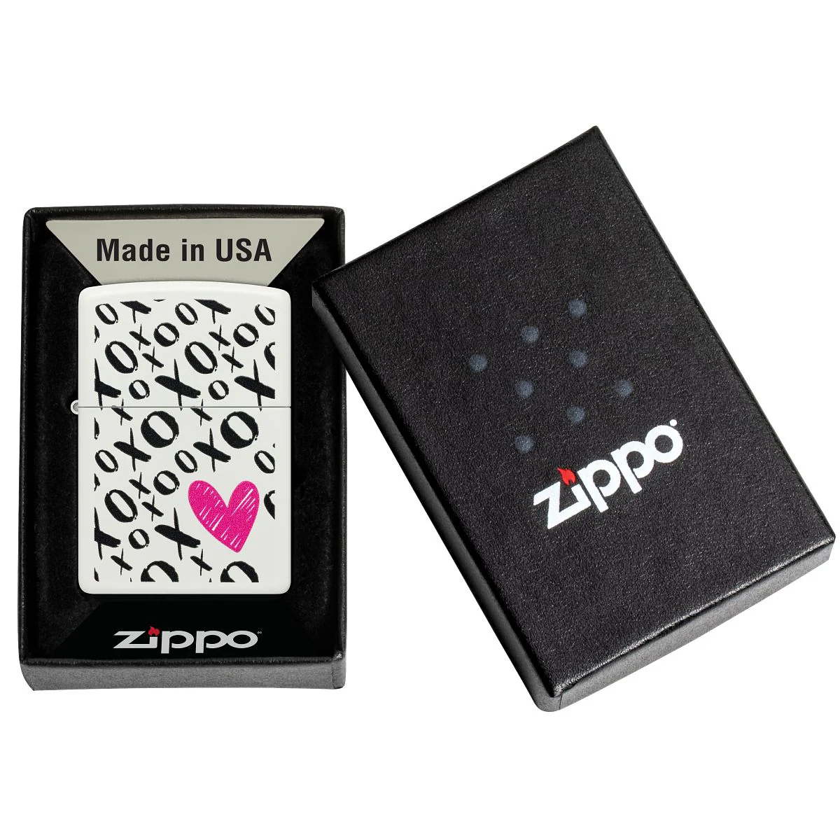 Zippo Lighter: Hugs and Kisses Design - White Matte 46471 - Image 6