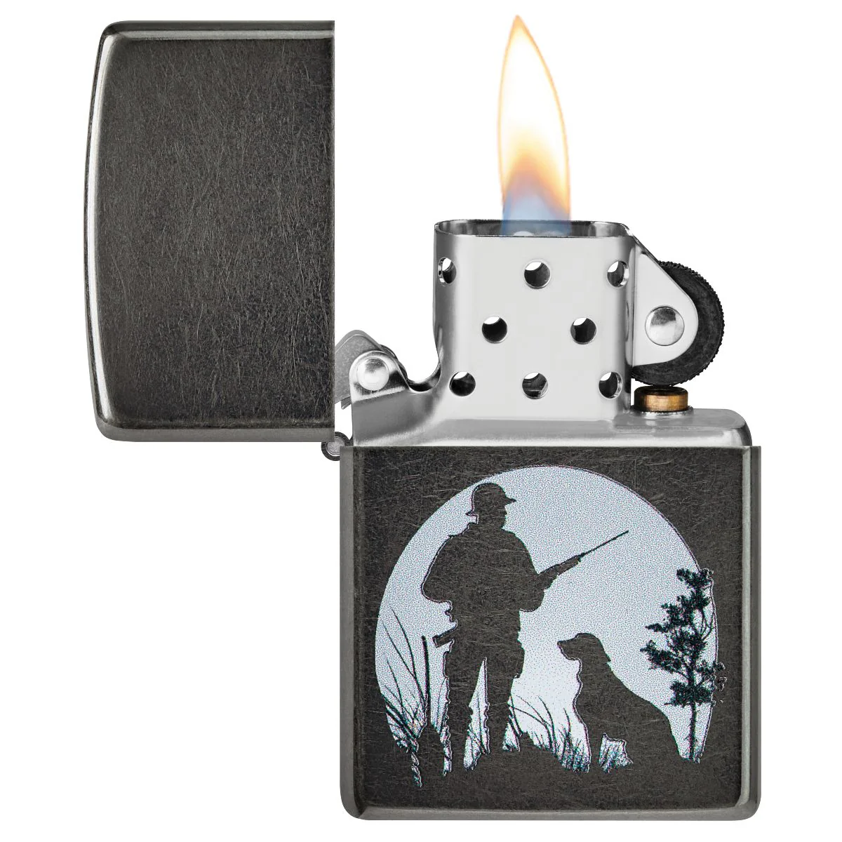 Zippo Lighter: Hunter with Dog - Grey 46321 - Image 3