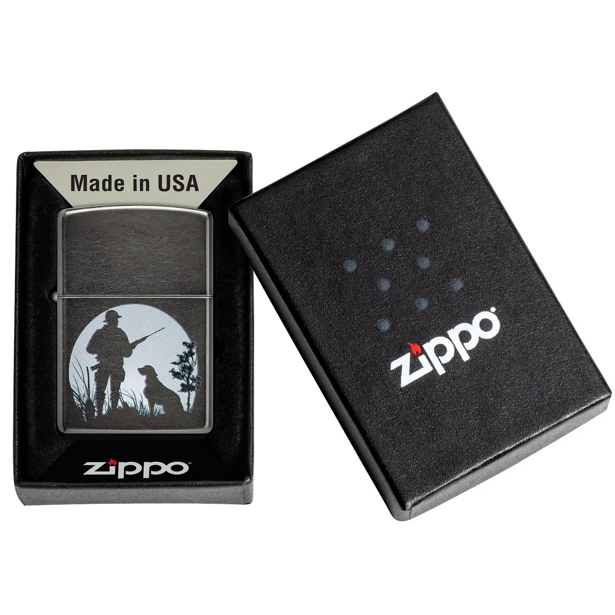 Zippo Lighter: Hunter with Dog - Grey 46321 - Image 6