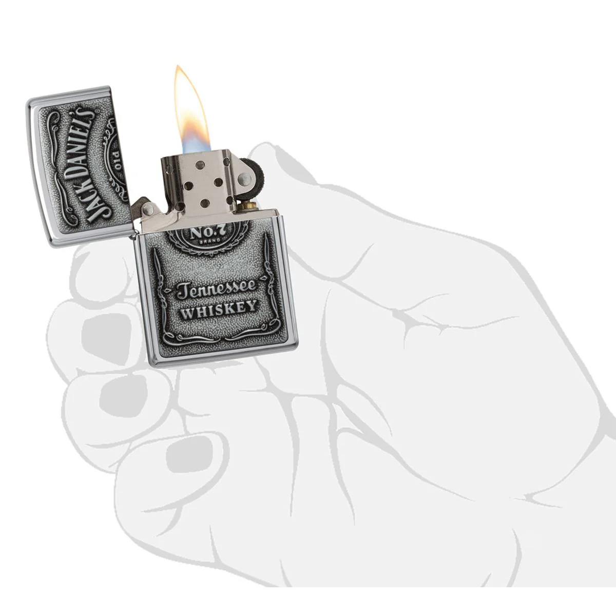 Zippo Lighter: Jack Daniels Pewter Emblem - HP Chrome 250JD.427 - Image 5