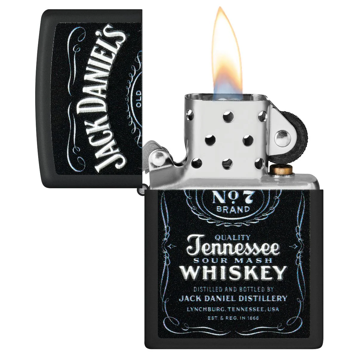 Zippo Lighter: Jack Daniels, Texture Logo - Black Matte 49281 - Image 4
