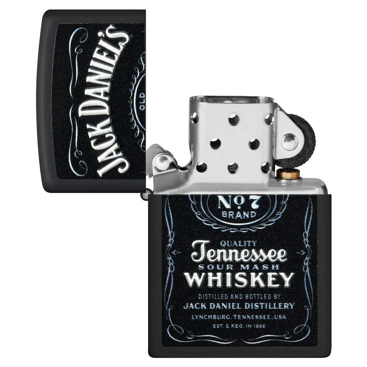 Zippo Lighter: Jack Daniels, Texture Logo - Black Matte 49281 - Image 5