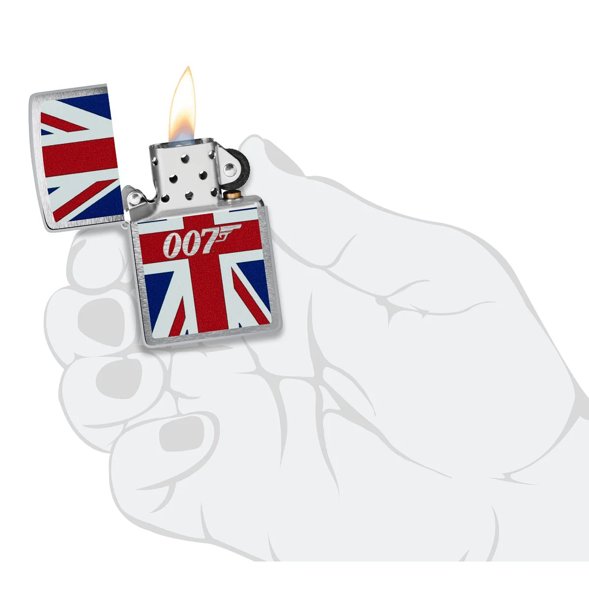 Zippo Lighter: James Bond, Union Jack - Brushed Chrome 46801 - Image 5