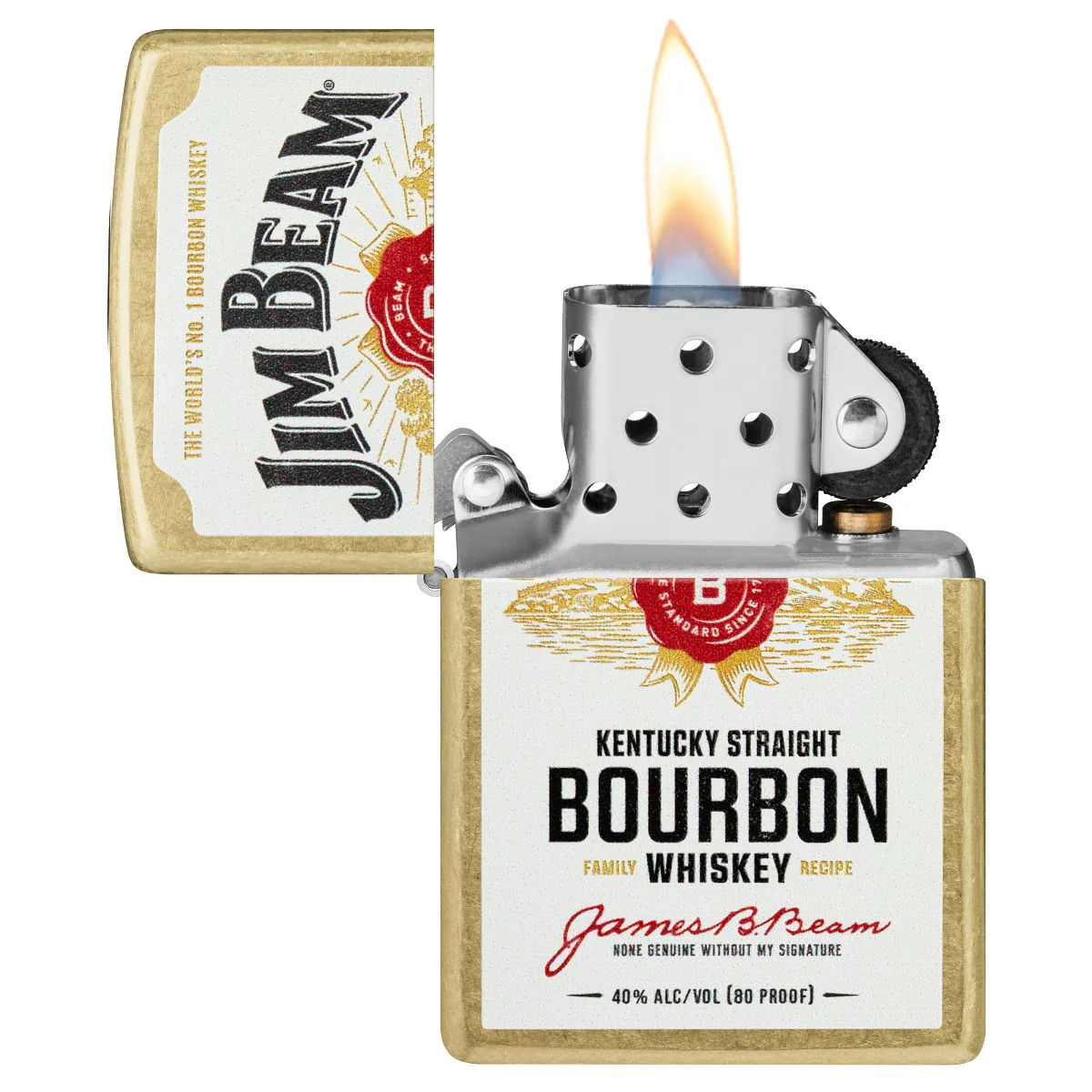 Zippo Lighter: Jim Beam Label Design - Street Brass 46305 - Image 3