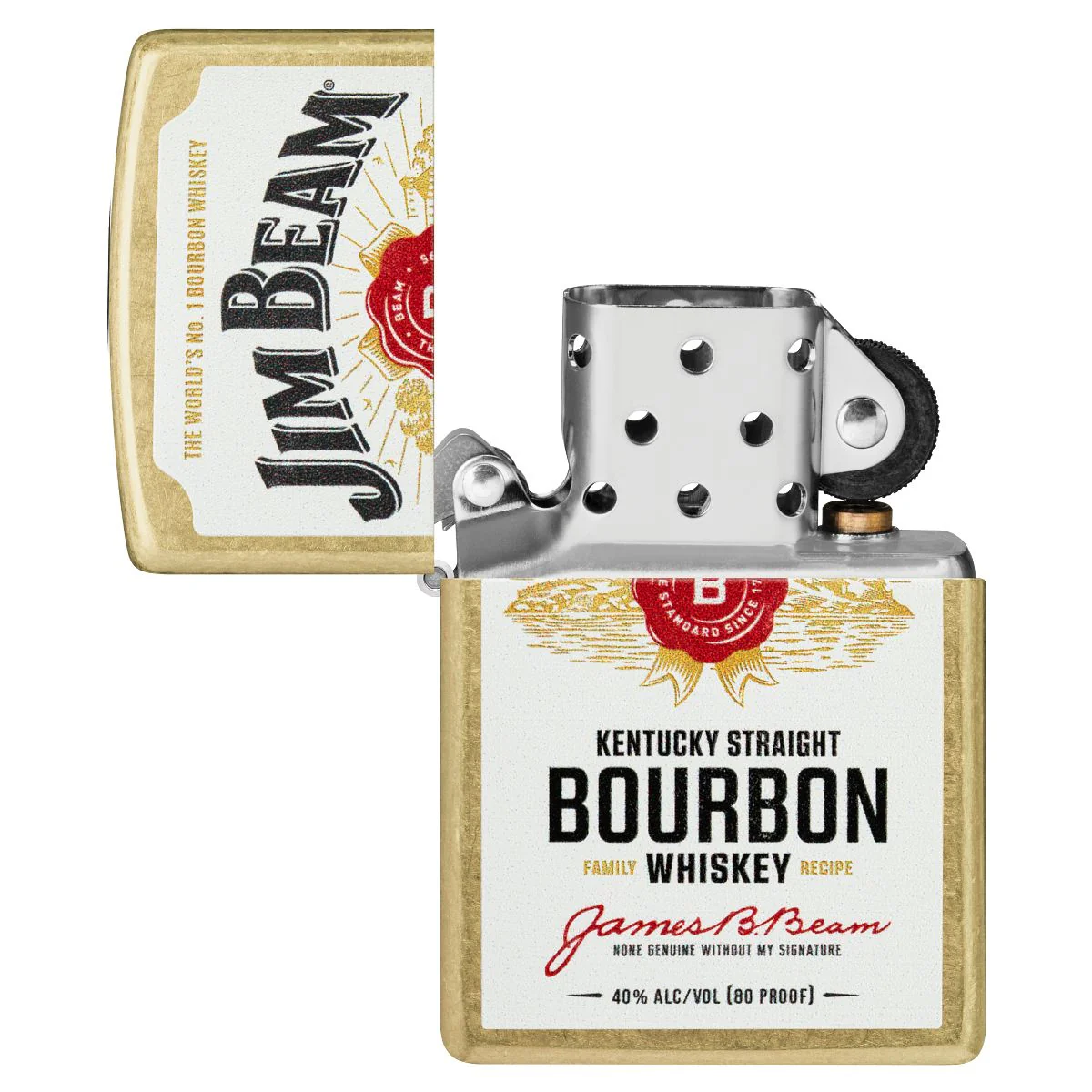 Zippo Lighter: Jim Beam Label Design - Street Brass 46305 - Image 4