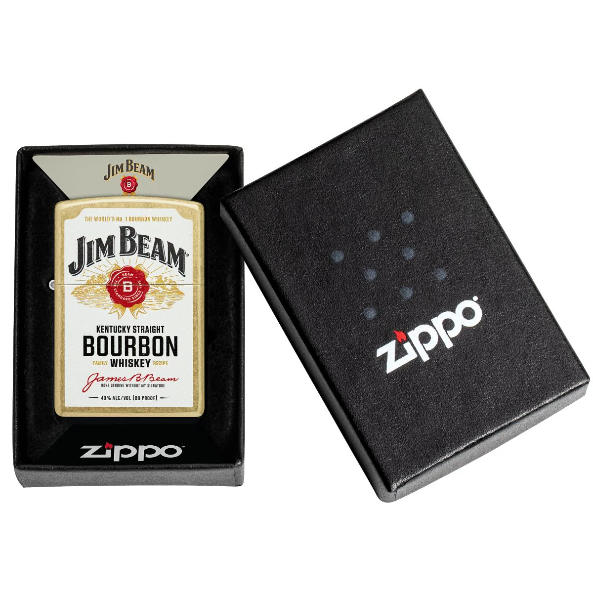 Zippo Lighter: Jim Beam Label Design - Street Brass 46305 - Image 6