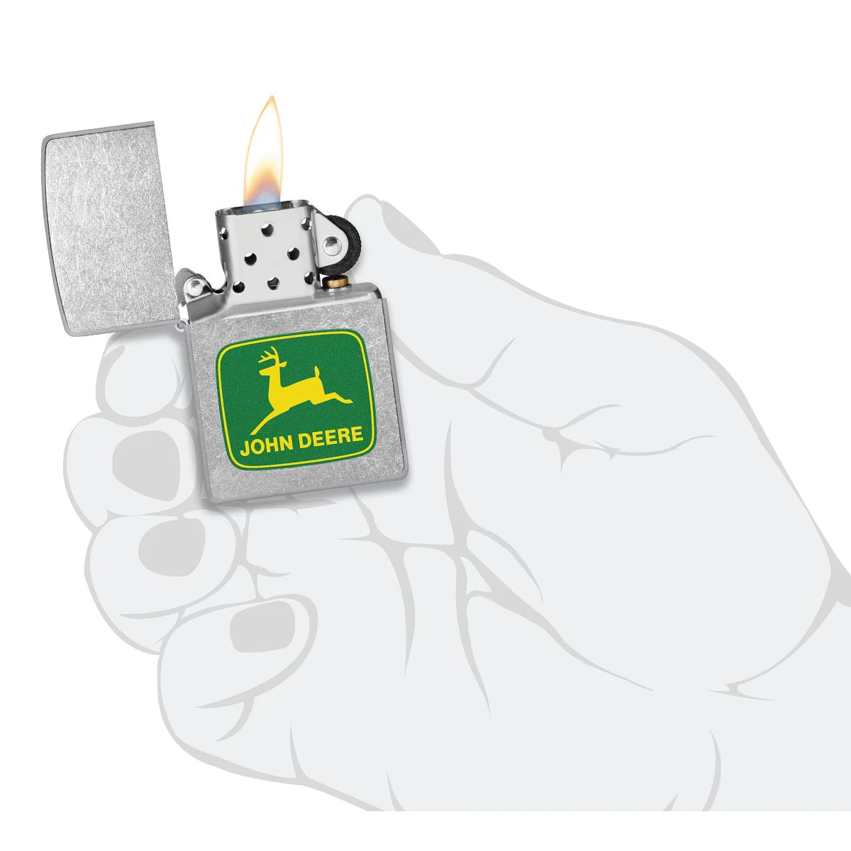 Zippo Lighter: John Deere Logo - Street Chrome 46764 - Image 5