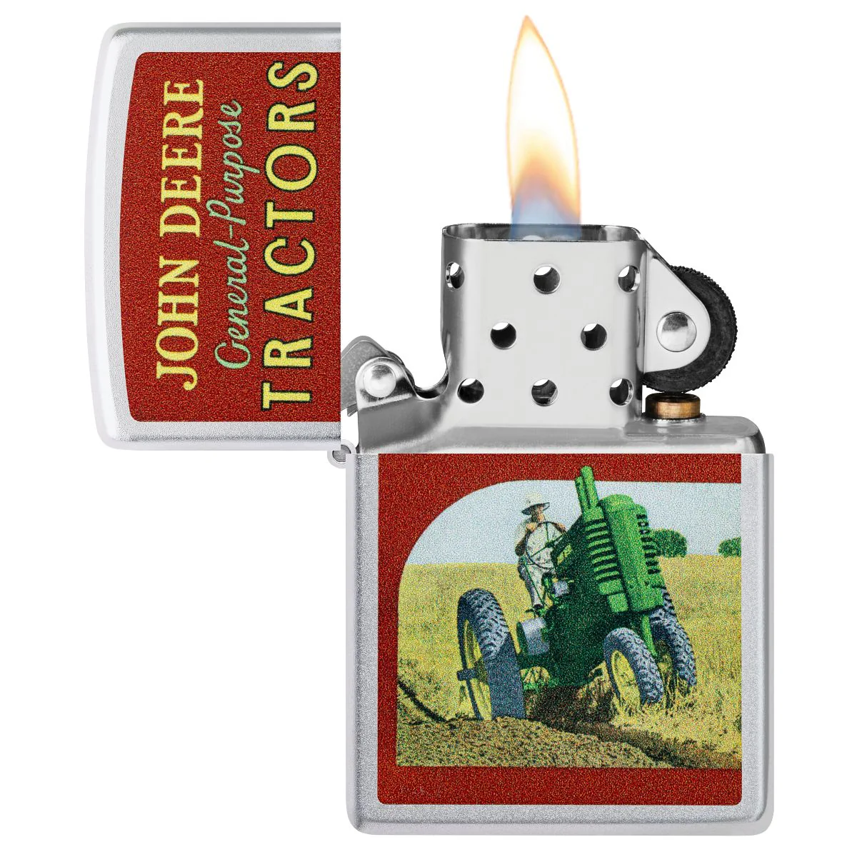 Zippo Lighter: John Deere, Vintage Ad - Satin Chrome 46757 - Image 3