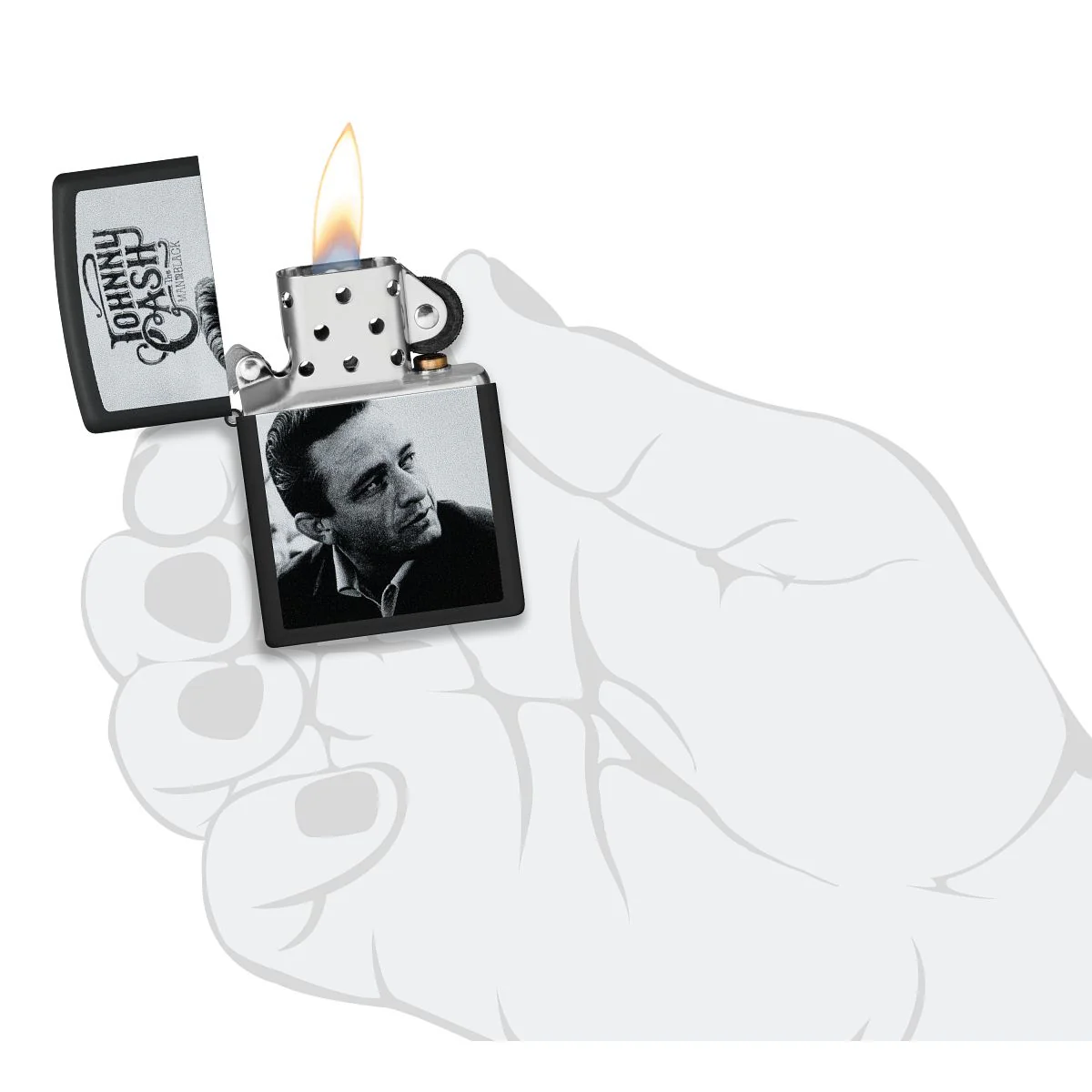 Zippo Lighter: Johnny Cash Portrait - Black Matte 48990 - Image 5
