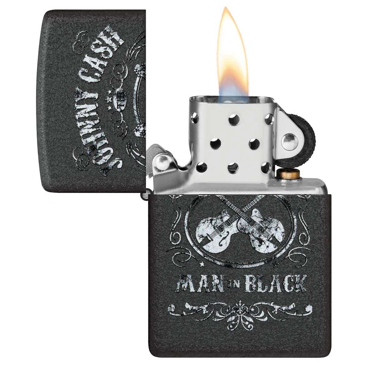 Zippo Lighter: Johnny Cash, The Man in Black - Black Crackle 48989 - Image 3