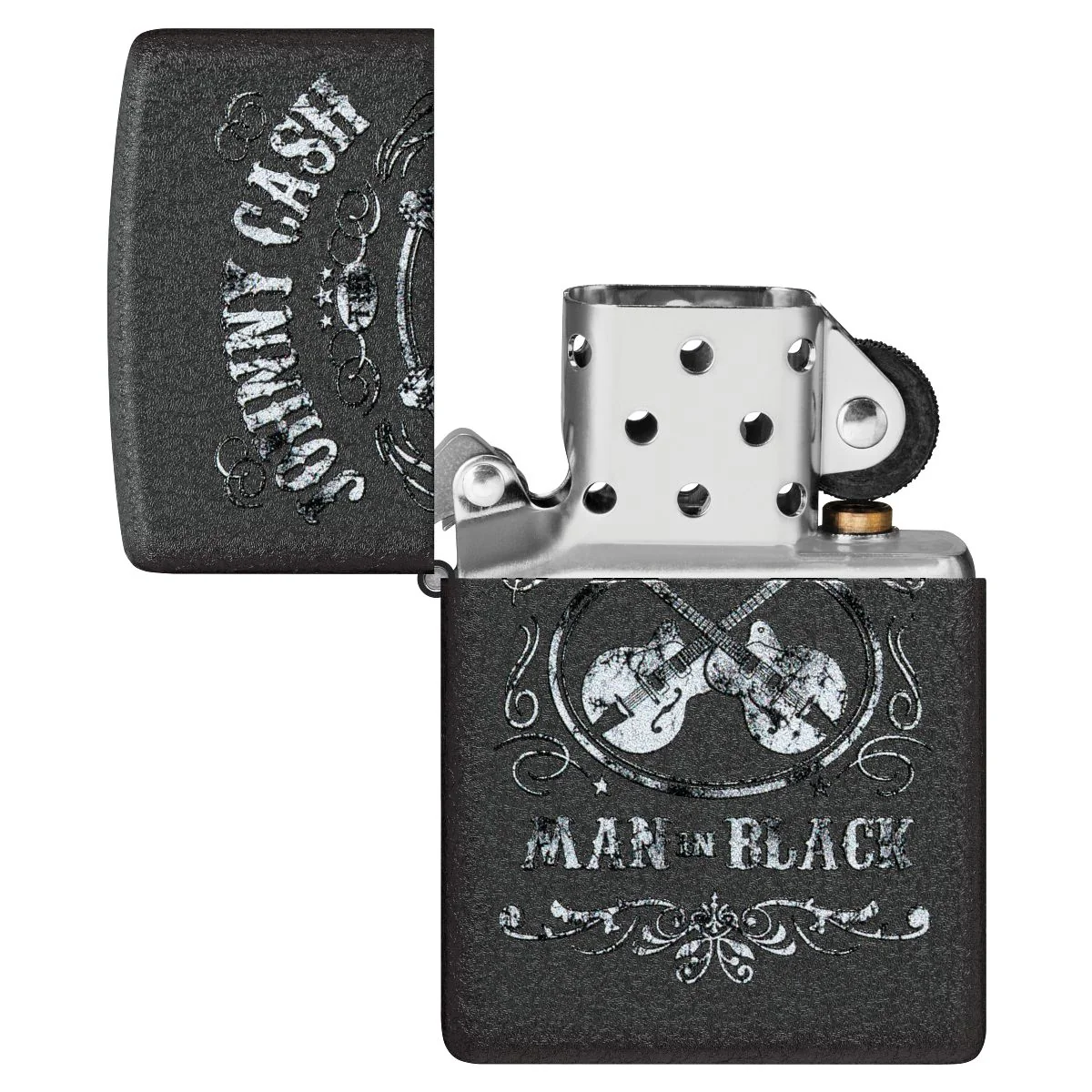Zippo Lighter: Johnny Cash, The Man in Black - Black Crackle 48989 - Image 4