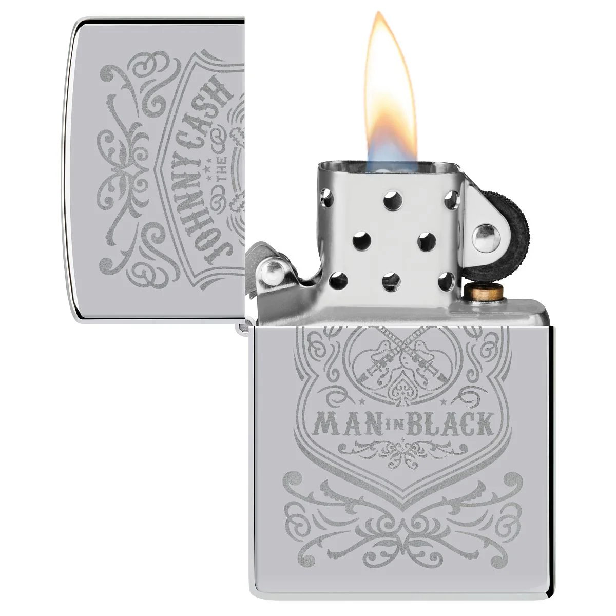 Zippo Lighter: Johnny Cash, The Man in Black, Engraved - High Polish Chrome 48991 - Image 3