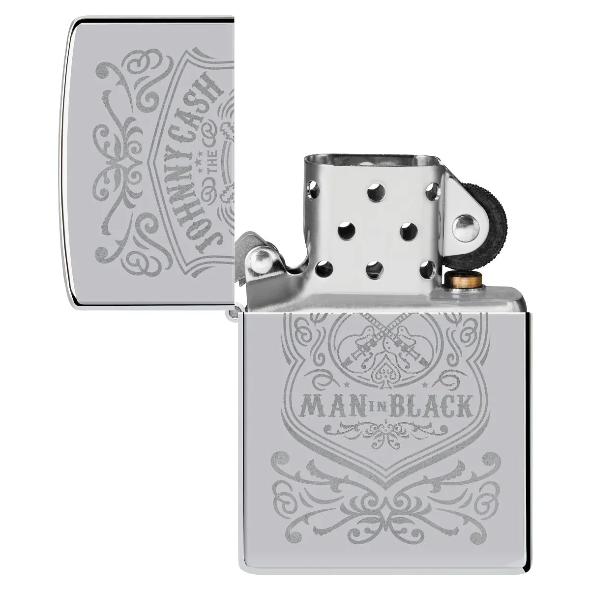 Zippo Lighter: Johnny Cash, The Man in Black, Engraved - High Polish Chrome 48991 - Image 4