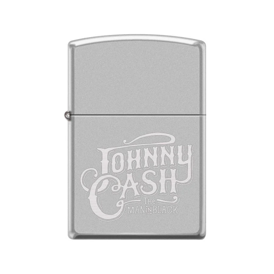 Zippo Lighter: Johnny Cash, The Man in Black, Engraved - Satin Chrome 46984