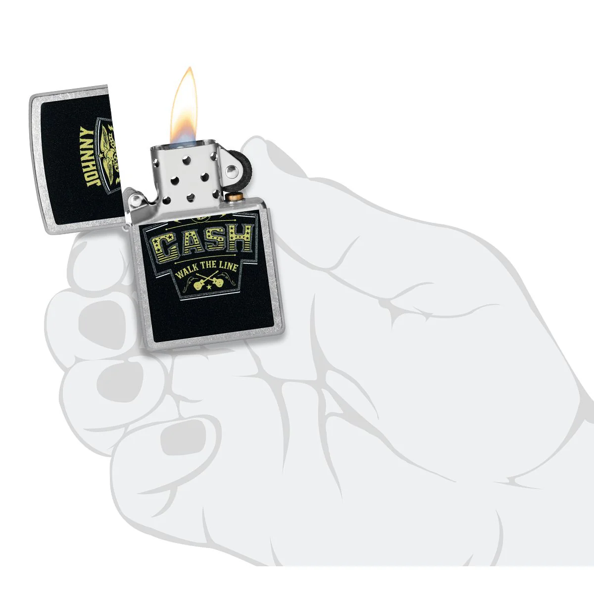 Zippo Lighter: Johnny Cash, Walk the Line - Street Chrome 46592 - Image 5