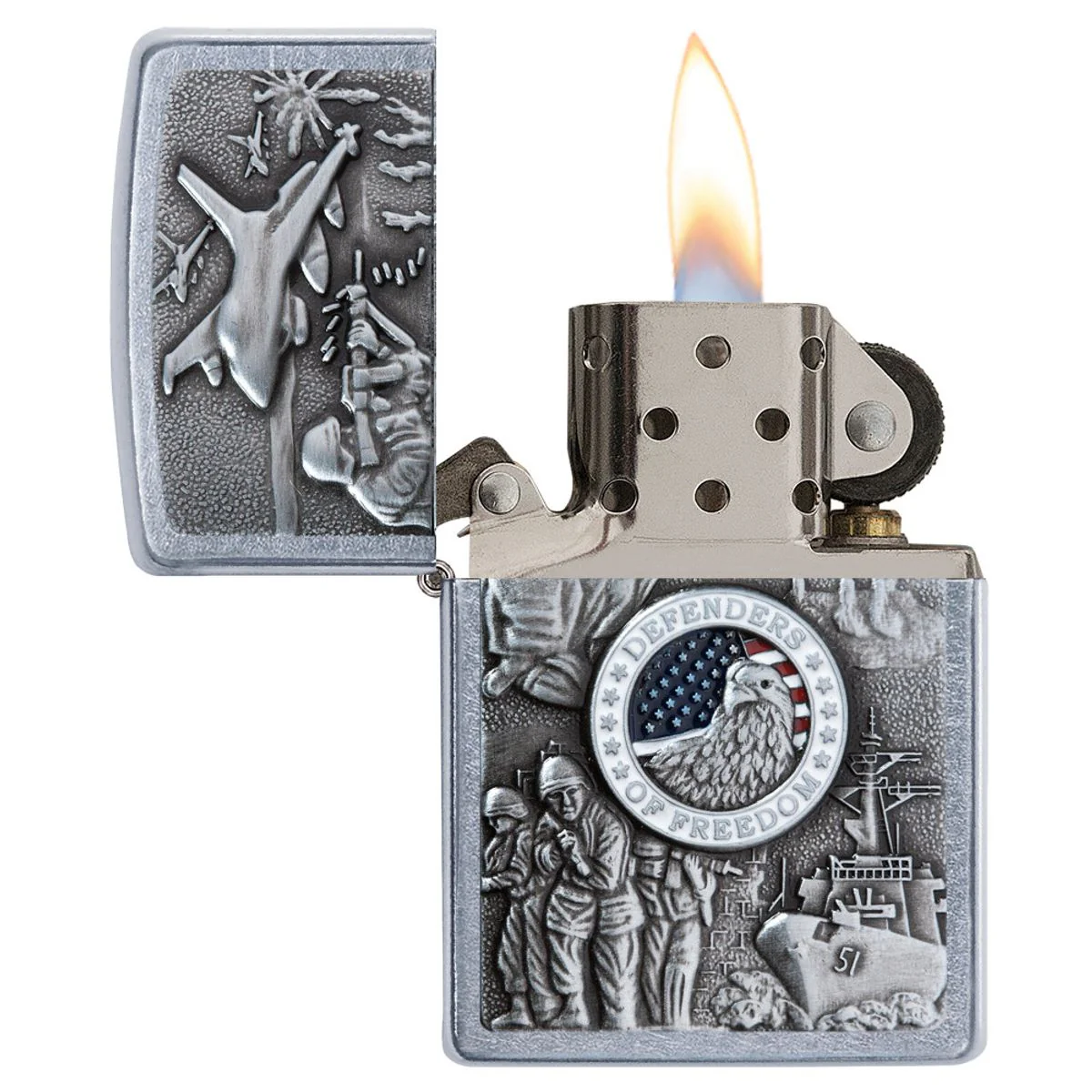 Zippo Lighter: Joined Forces Emblem - Street Chrome 24457 - Image 3