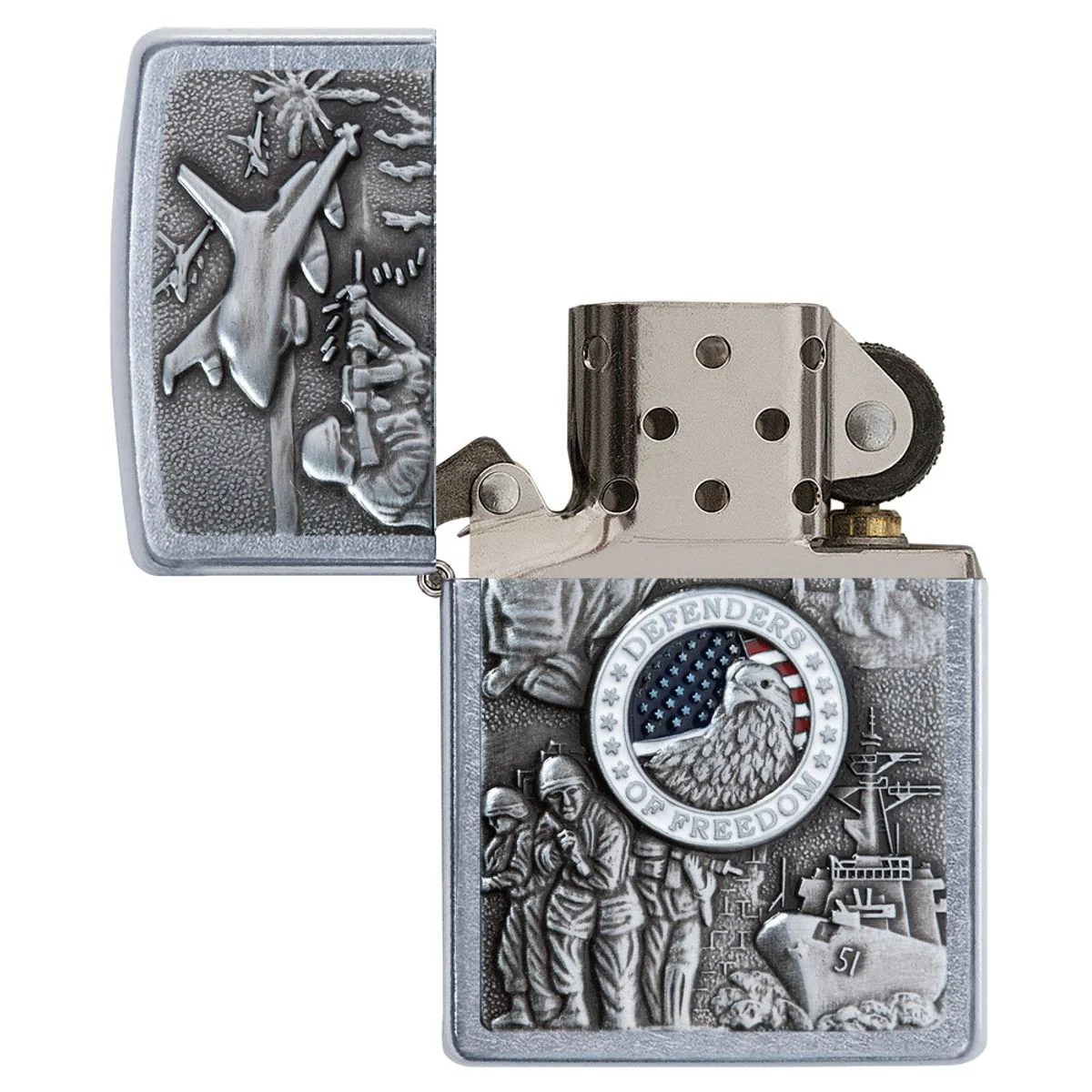 Zippo Lighter: Joined Forces Emblem - Street Chrome 24457 - Image 4