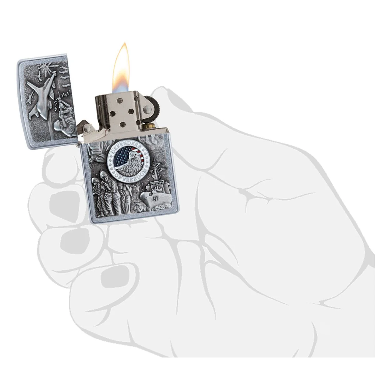 Zippo Lighter: Joined Forces Emblem - Street Chrome 24457 - Image 5