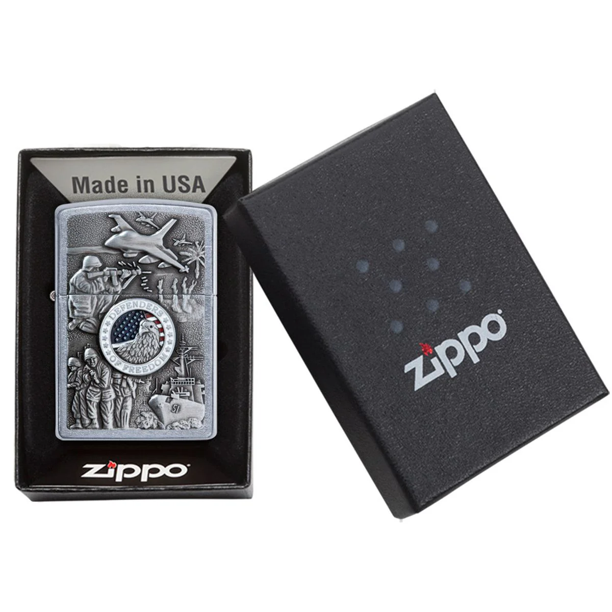 Zippo Lighter: Joined Forces Emblem - Street Chrome 24457 - Image 6