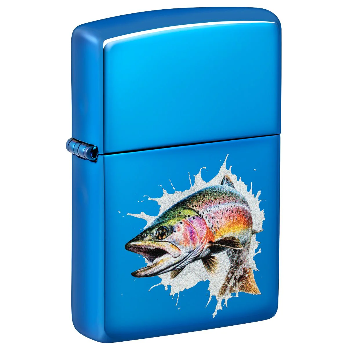 Zippo Lighter: Jumping Rainbow Trout - High Polish Blue 46651