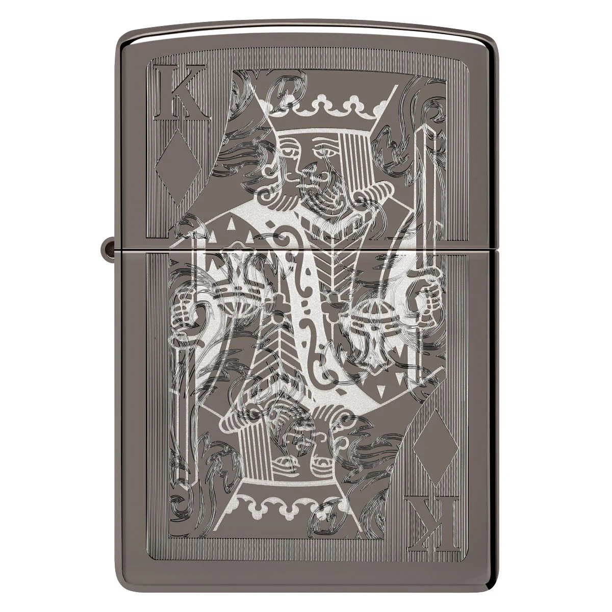 Zippo Lighter: King of Diamonds with Engraved Pattern - Black Ice 46908 - Image 2