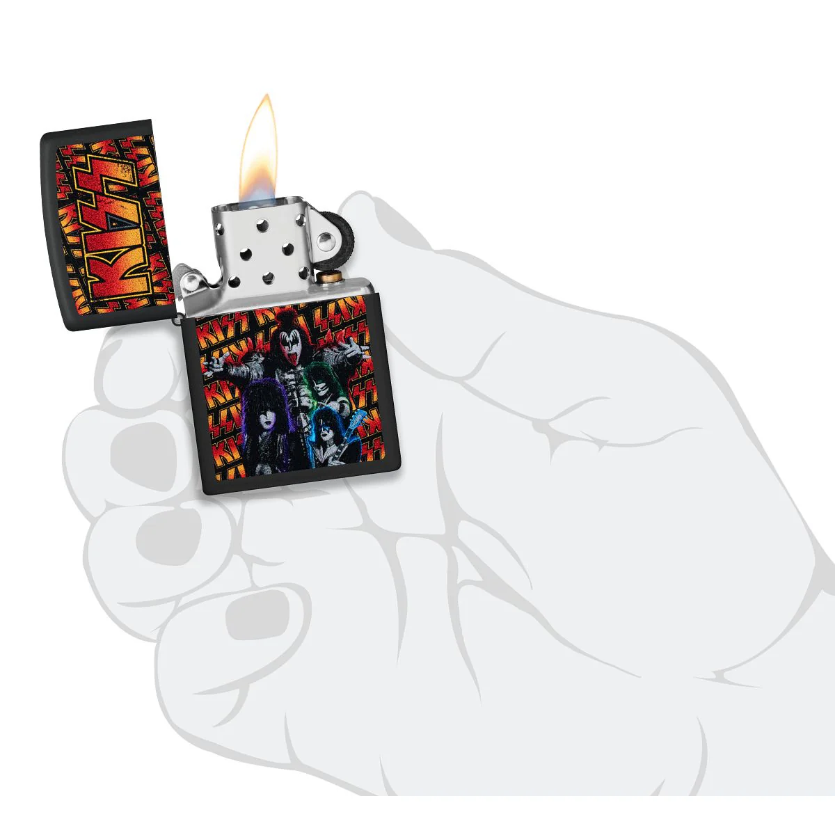 Zippo Lighter: KISS Design - Black Matte 47202 - Image 5