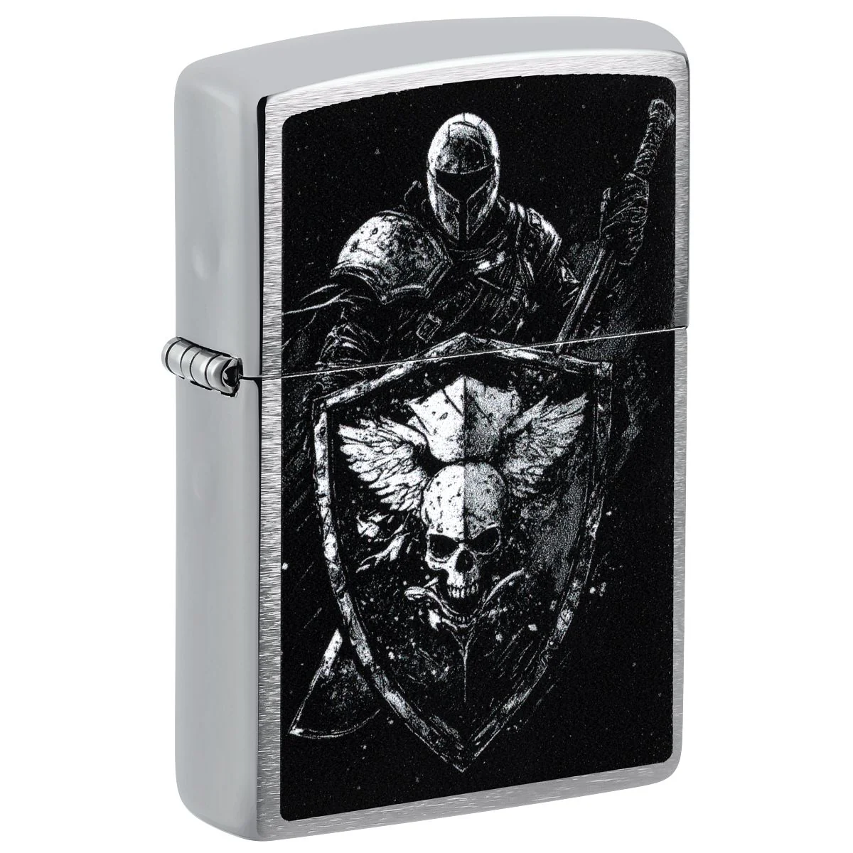 Zippo Lighter: Knight with Shield - Brushed Chrome 46901