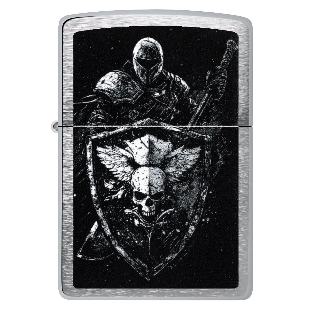 Zippo Lighter: Knight with Shield - Brushed Chrome 46901 - Image 2