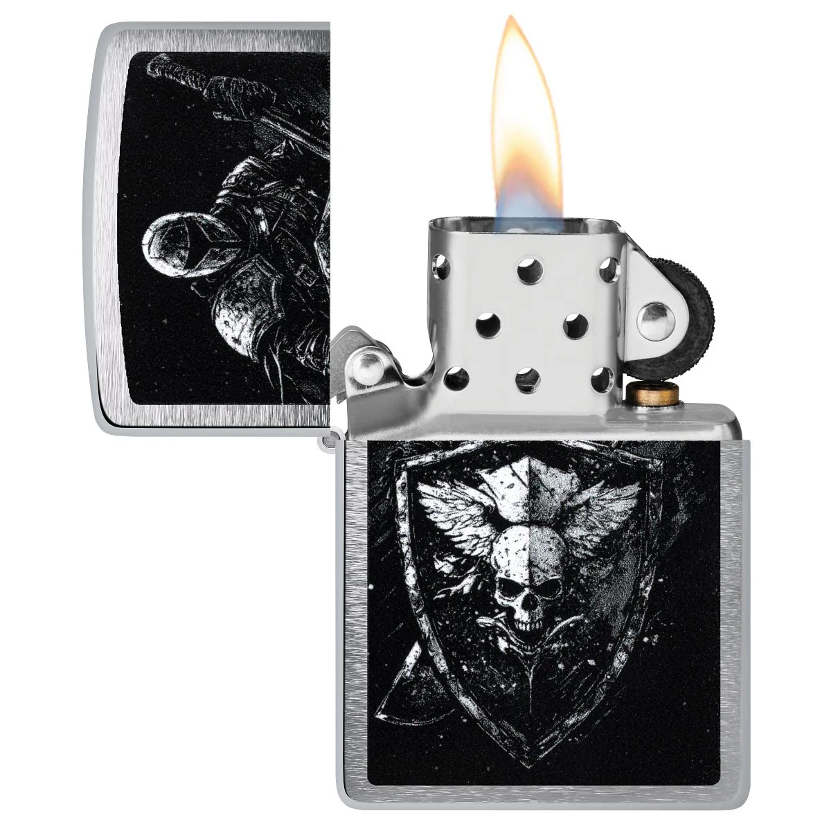 Zippo Lighter: Knight with Shield - Brushed Chrome 46901 - Image 3
