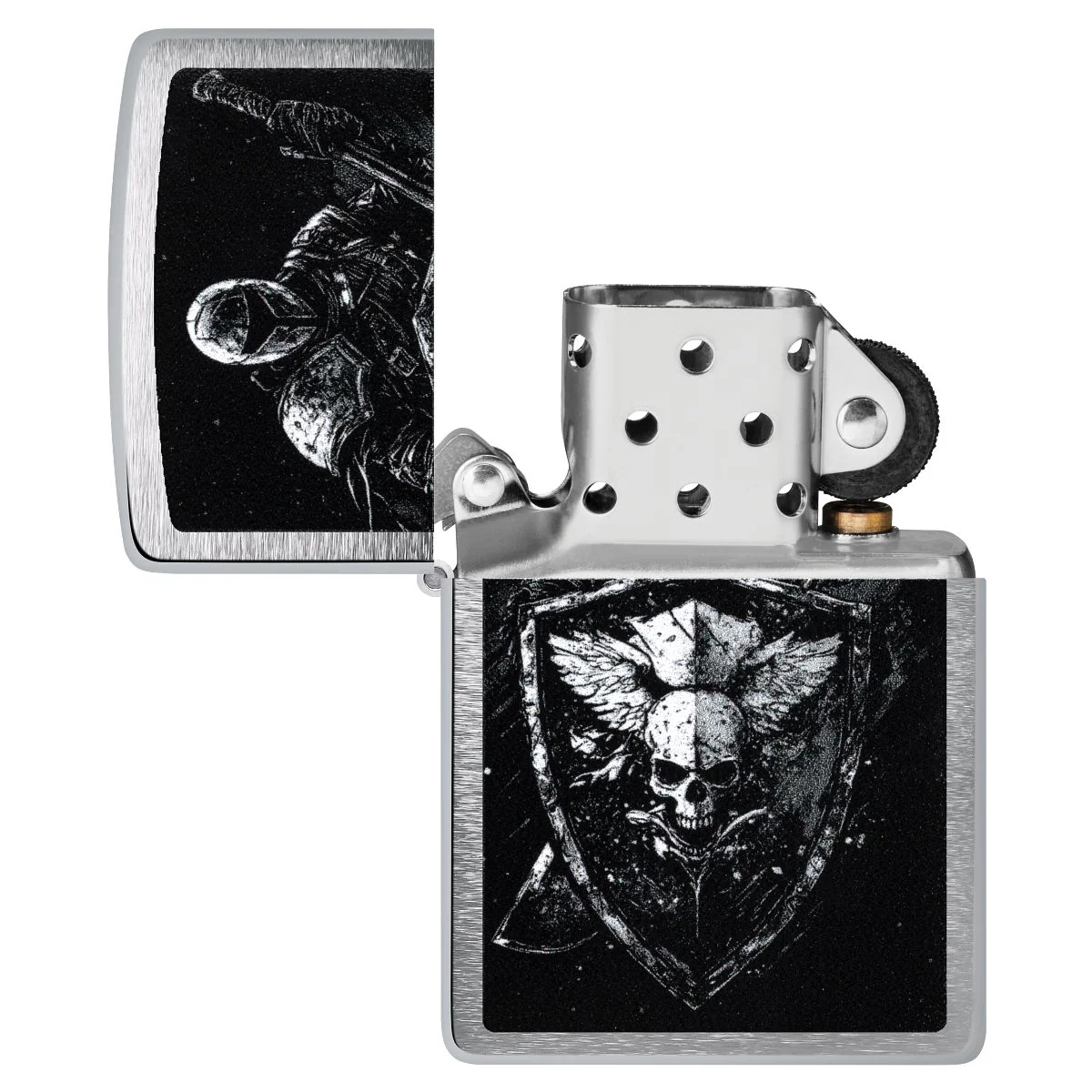 Zippo Lighter: Knight with Shield - Brushed Chrome 46901 - Image 4