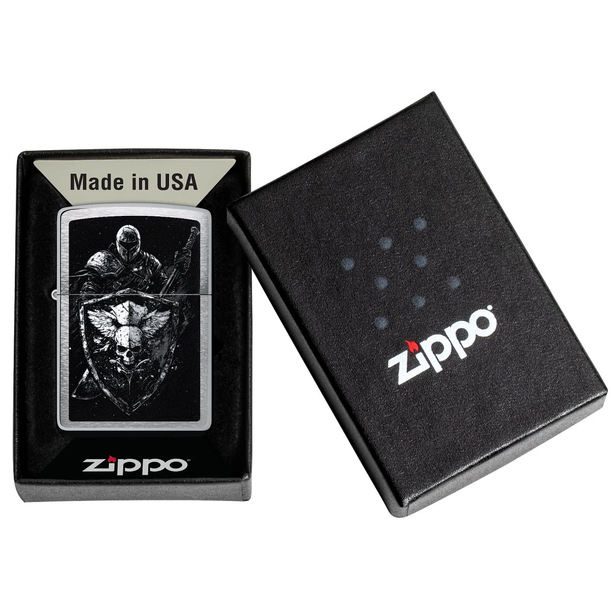 Zippo Lighter: Knight with Shield - Brushed Chrome 46901 - Image 6