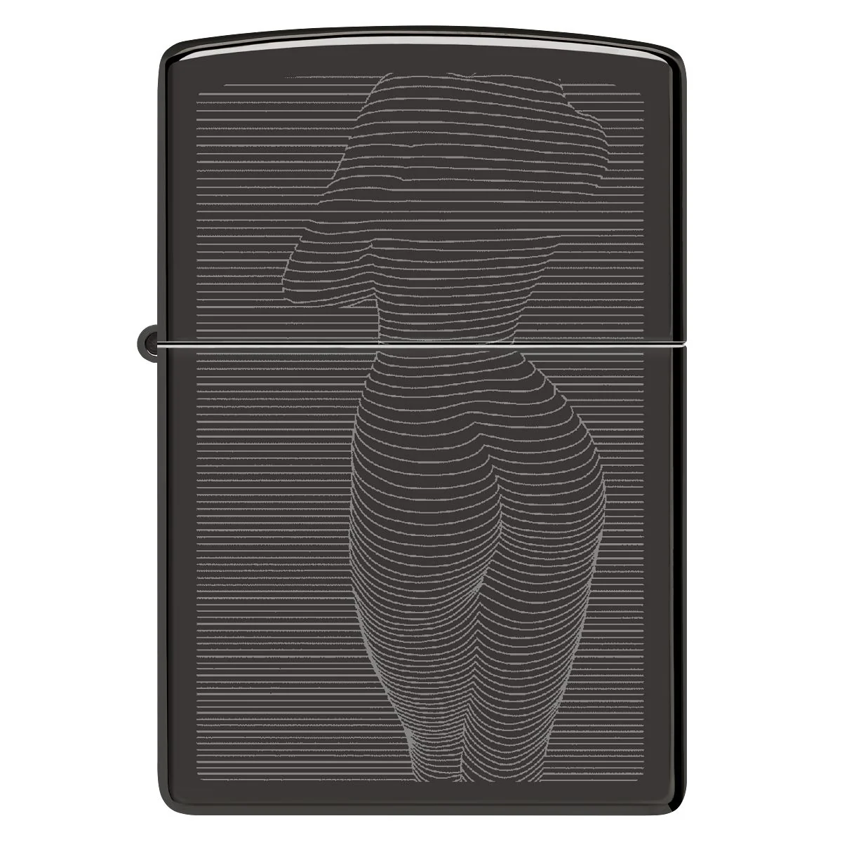 Zippo Lighter: Lady with Horizontal Lines - High Polish Black 46645 - Image 2