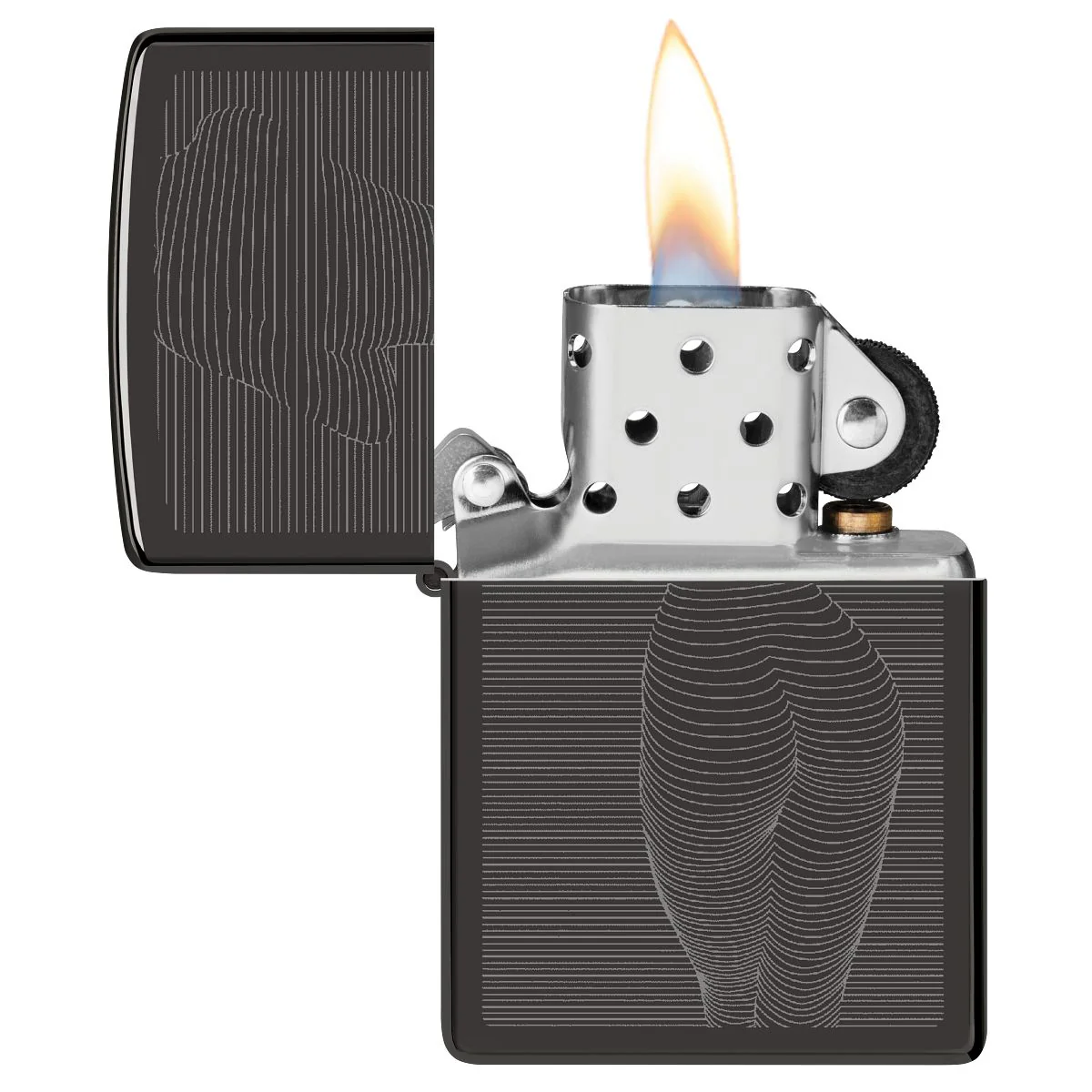 Zippo Lighter: Lady with Horizontal Lines - High Polish Black 46645 - Image 3