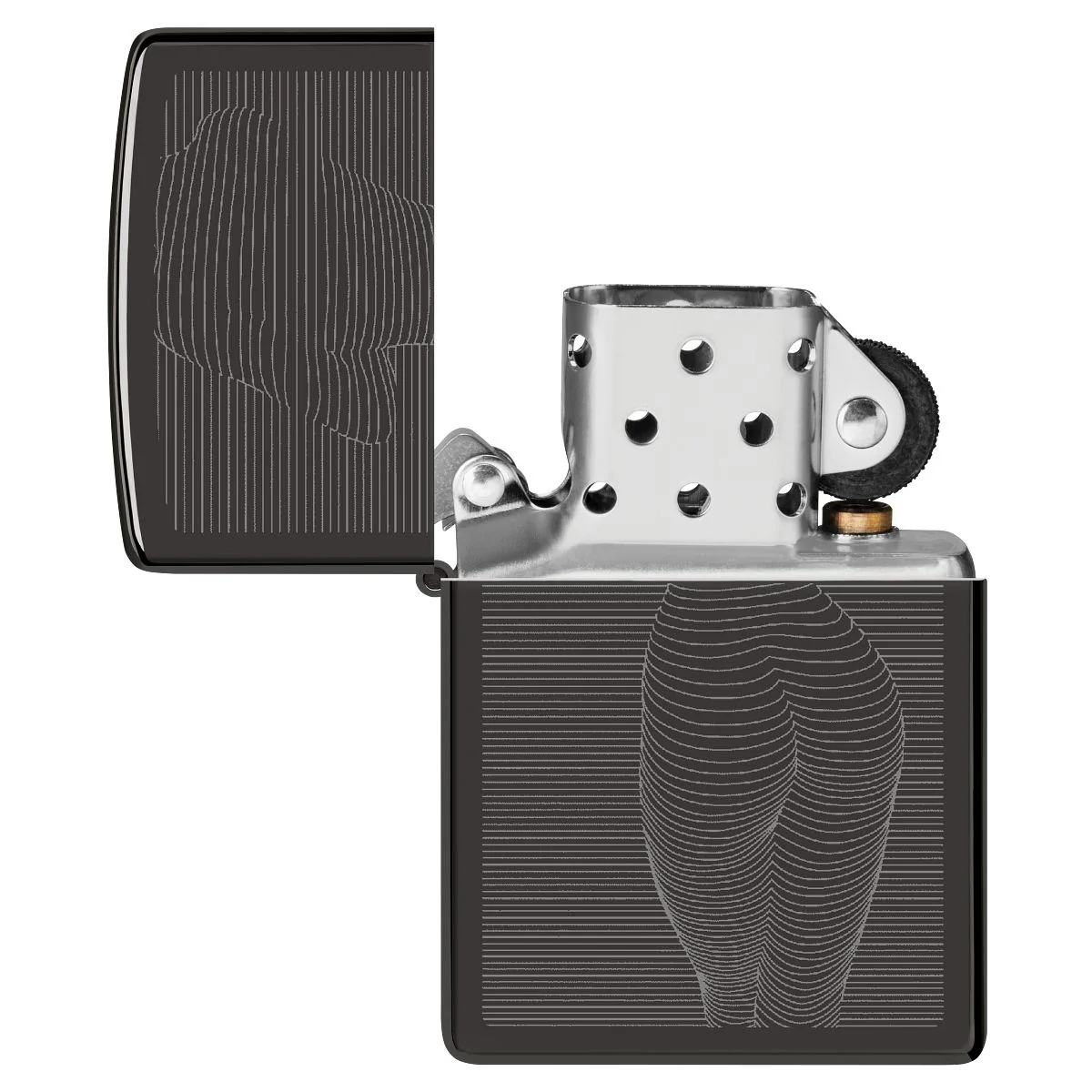 Zippo Lighter: Lady with Horizontal Lines - High Polish Black 46645 - Image 4