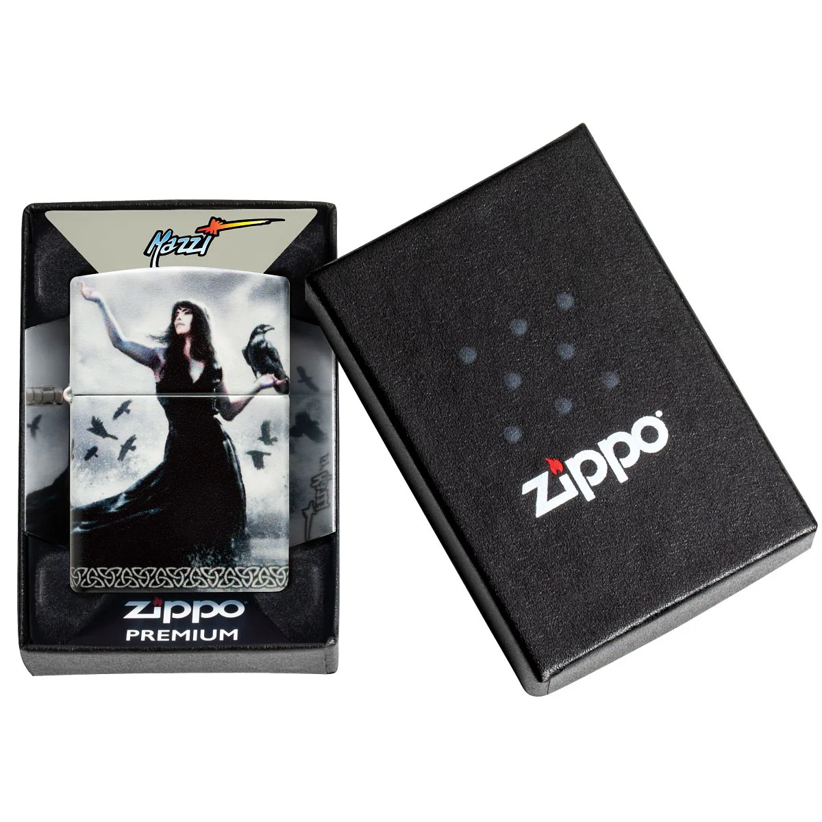 Zippo Lighter: Lady with Ravens by Mazzi - 540 Color 48969 - Image 10
