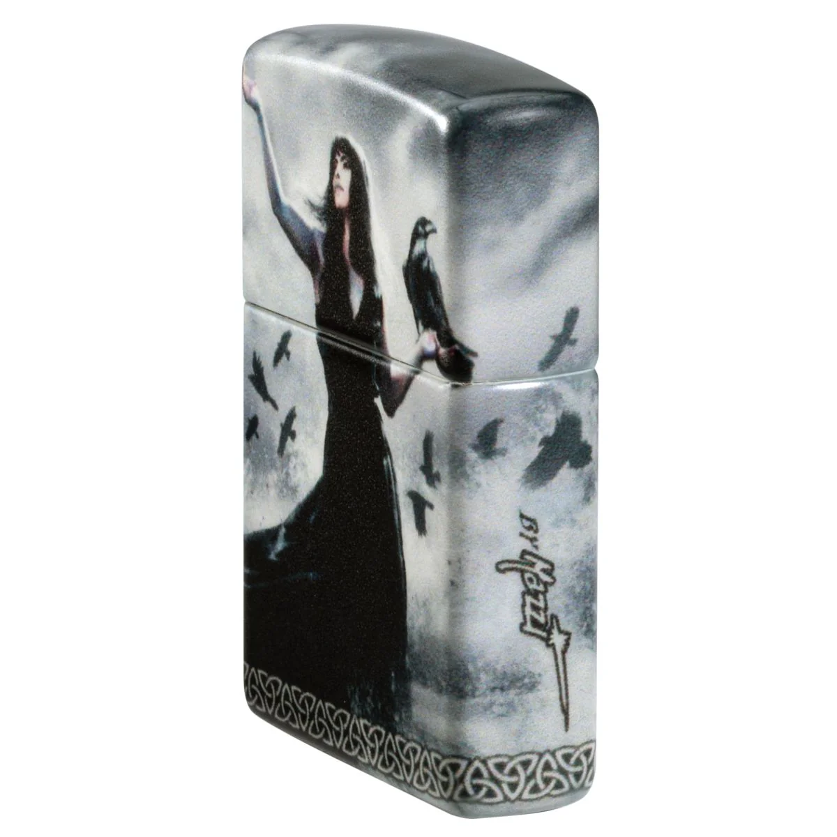 Zippo Lighter: Lady with Ravens by Mazzi - 540 Color 48969 - Image 3