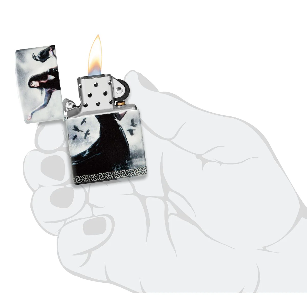 Zippo Lighter: Lady with Ravens by Mazzi - 540 Color 48969 - Image 9