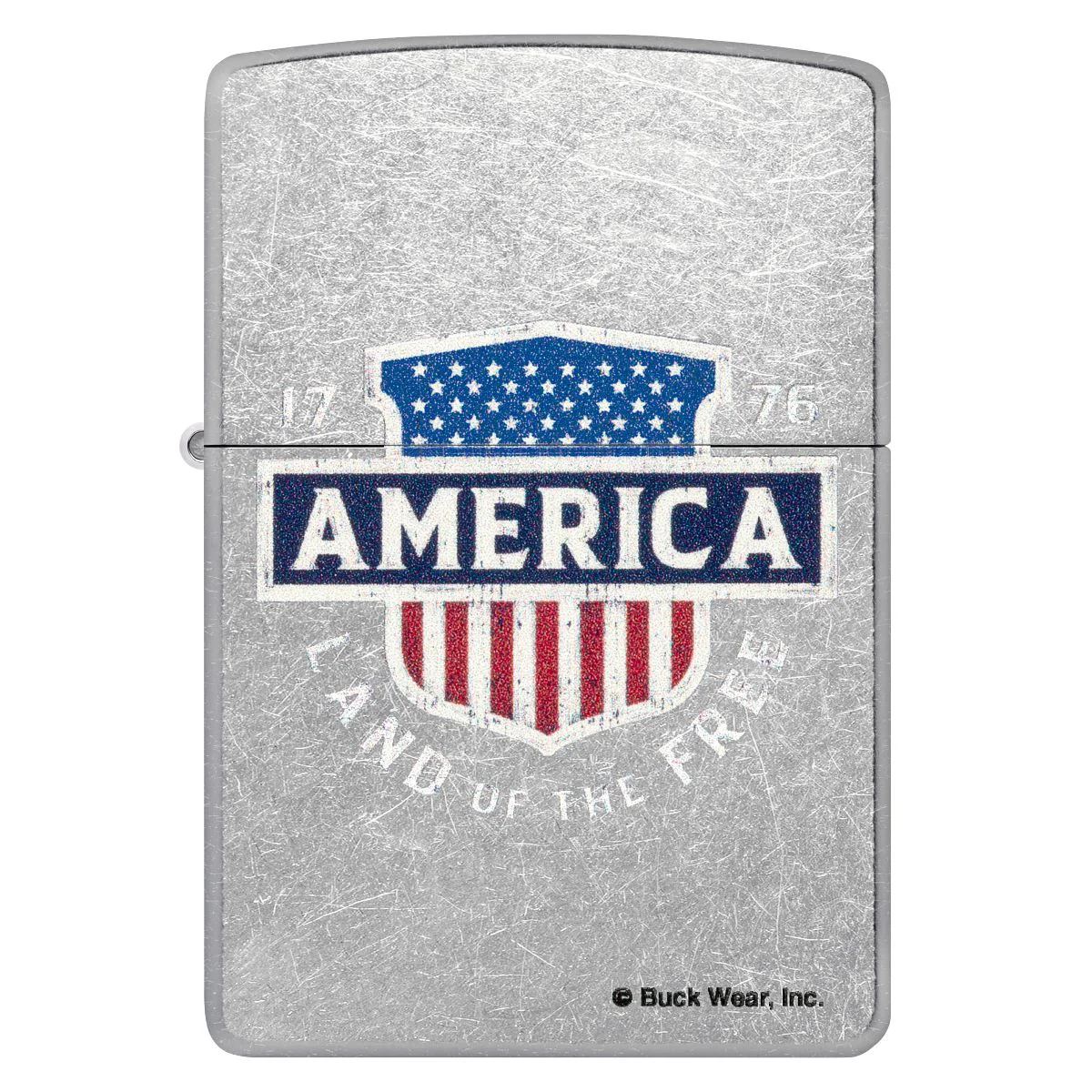 Zippo Lighter: Land of the Free by Buck Wear - Street Chrome 48938 - Image 2