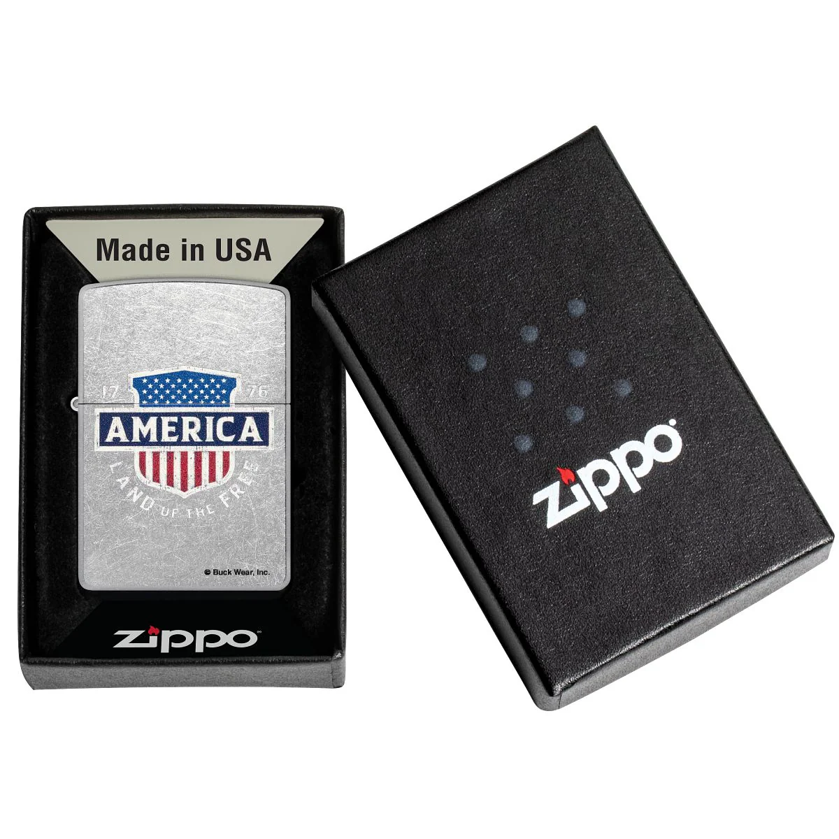 Zippo Lighter: Land of the Free by Buck Wear - Street Chrome 48938 - Image 6