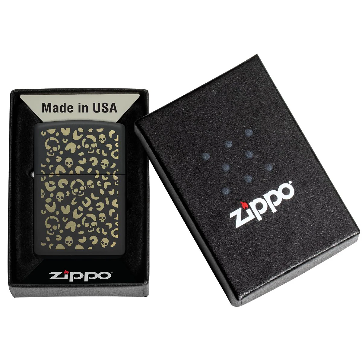 Zippo Lighter: Leopard Skulls, Engraved - Black Matte 47001 - Image 6