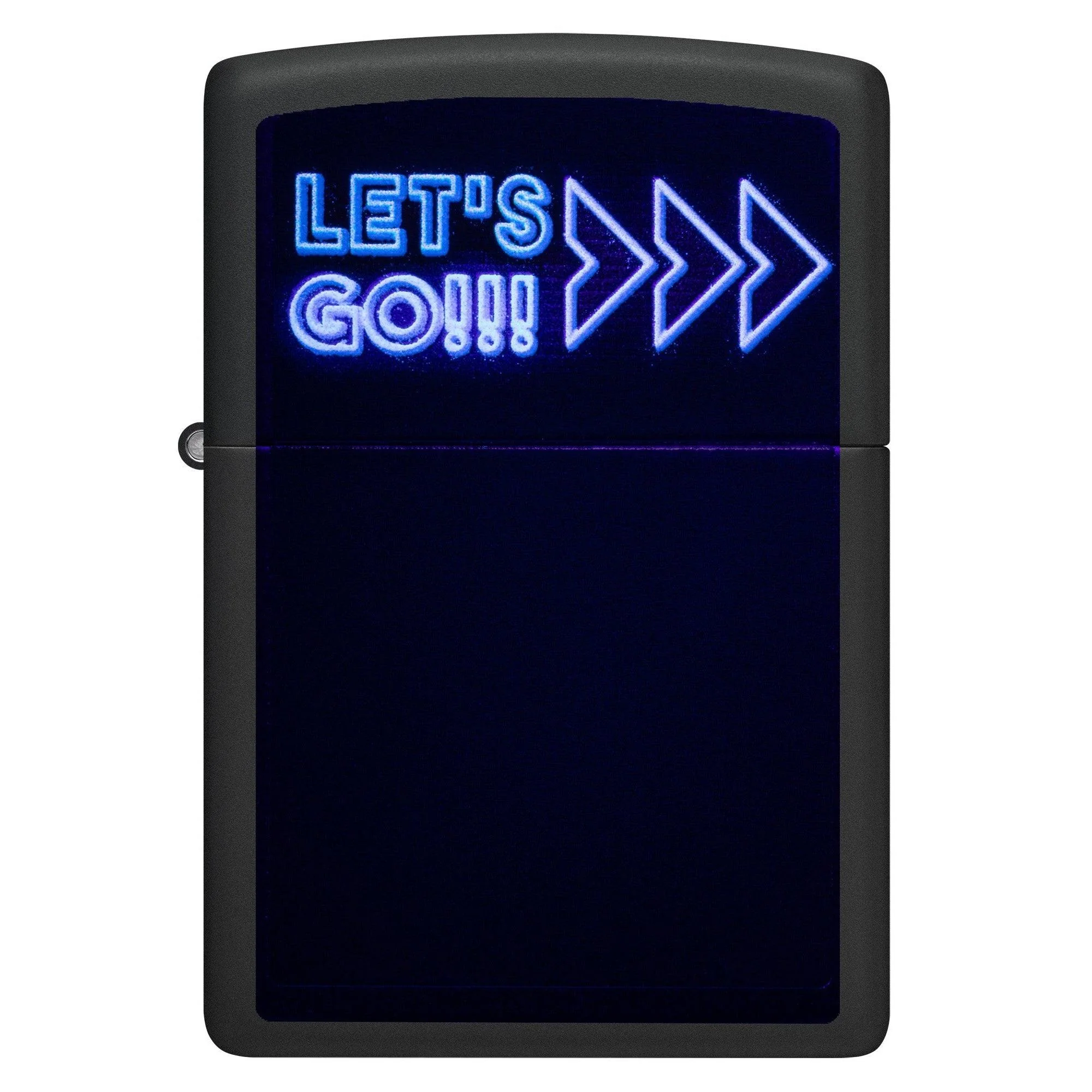 Zippo Lighter: Let's Go, Neon Sign with Blacklight - Black Matte 46084 - Image 2