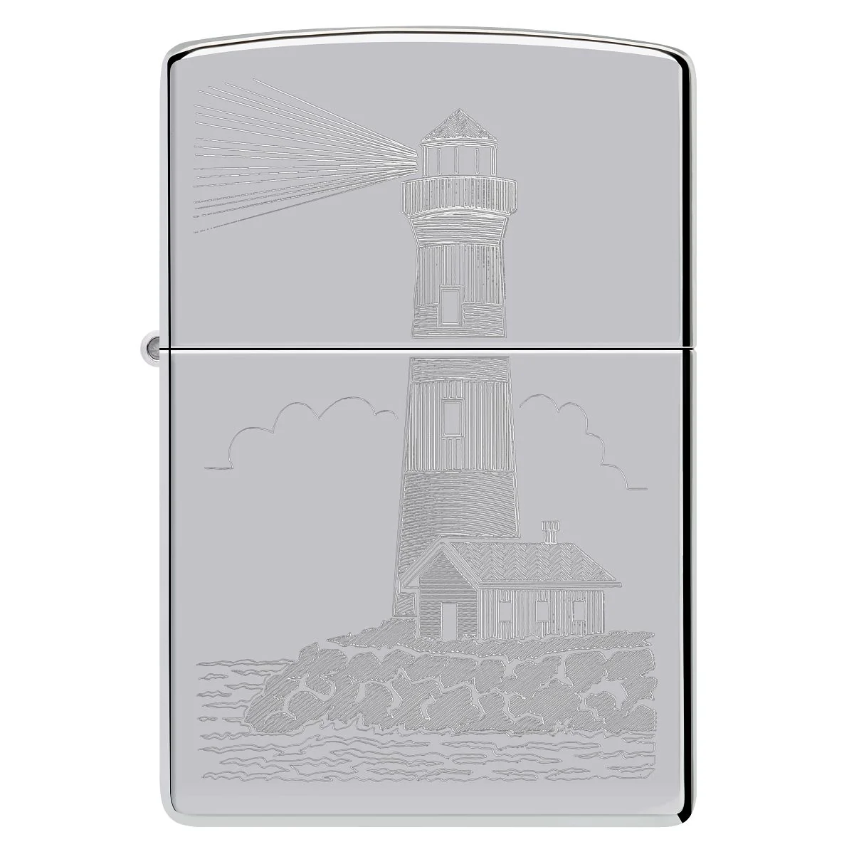 Zippo Lighter: Lighthouse Design, Engraved - High Polish Chrome 46725 - Image 2