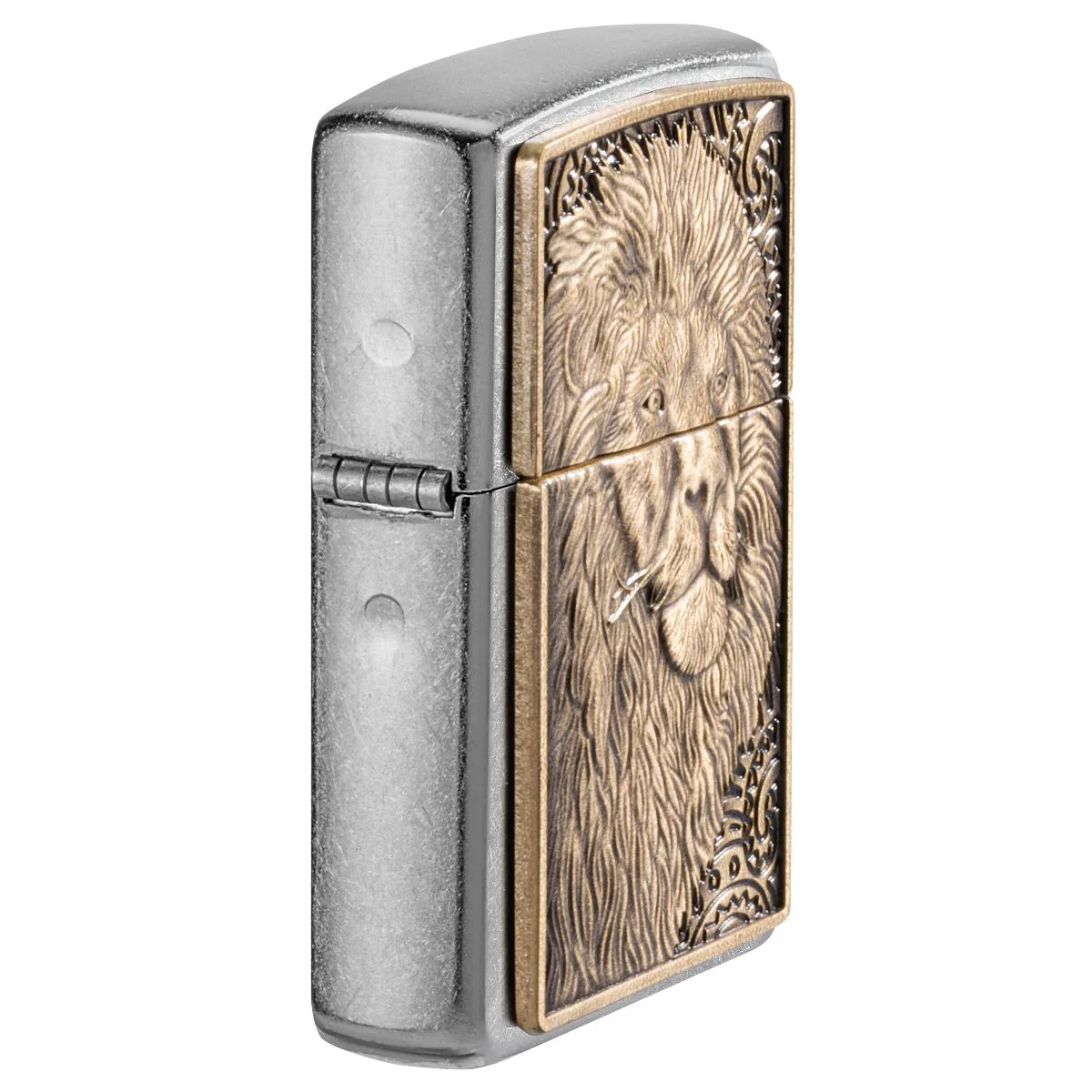 Zippo Lighter: Lion Emblem - Street Chrome 47171 - Image 2