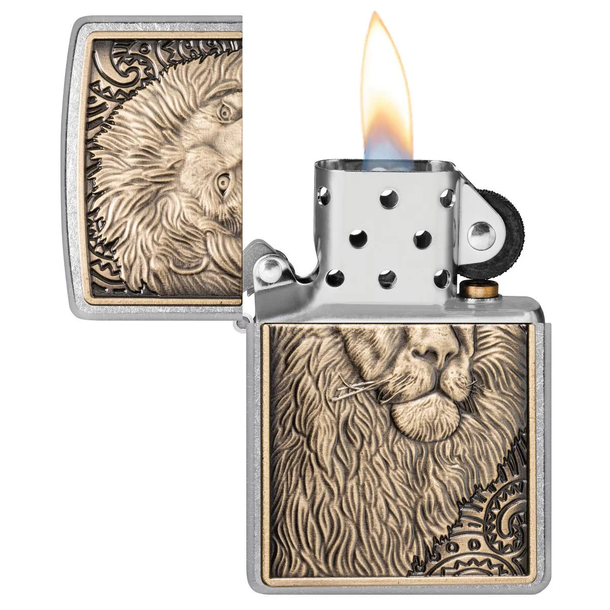 Zippo Lighter: Lion Emblem - Street Chrome 47171 - Image 4