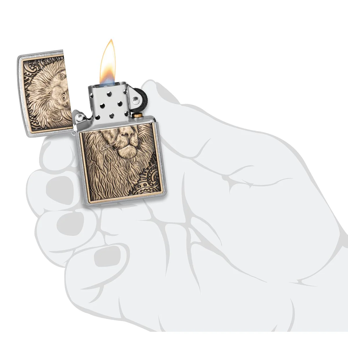 Zippo Lighter: Lion Emblem - Street Chrome 47171 - Image 6