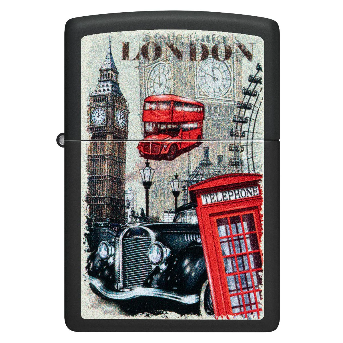 Zippo Lighter: London, England Design - Black Matte 46078 - Image 2