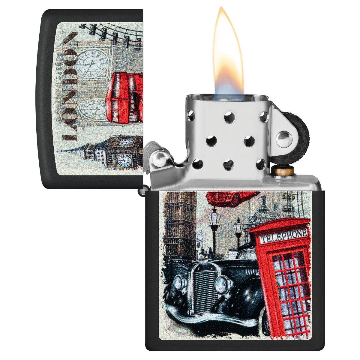 Zippo Lighter: London, England Design - Black Matte 46078 - Image 3